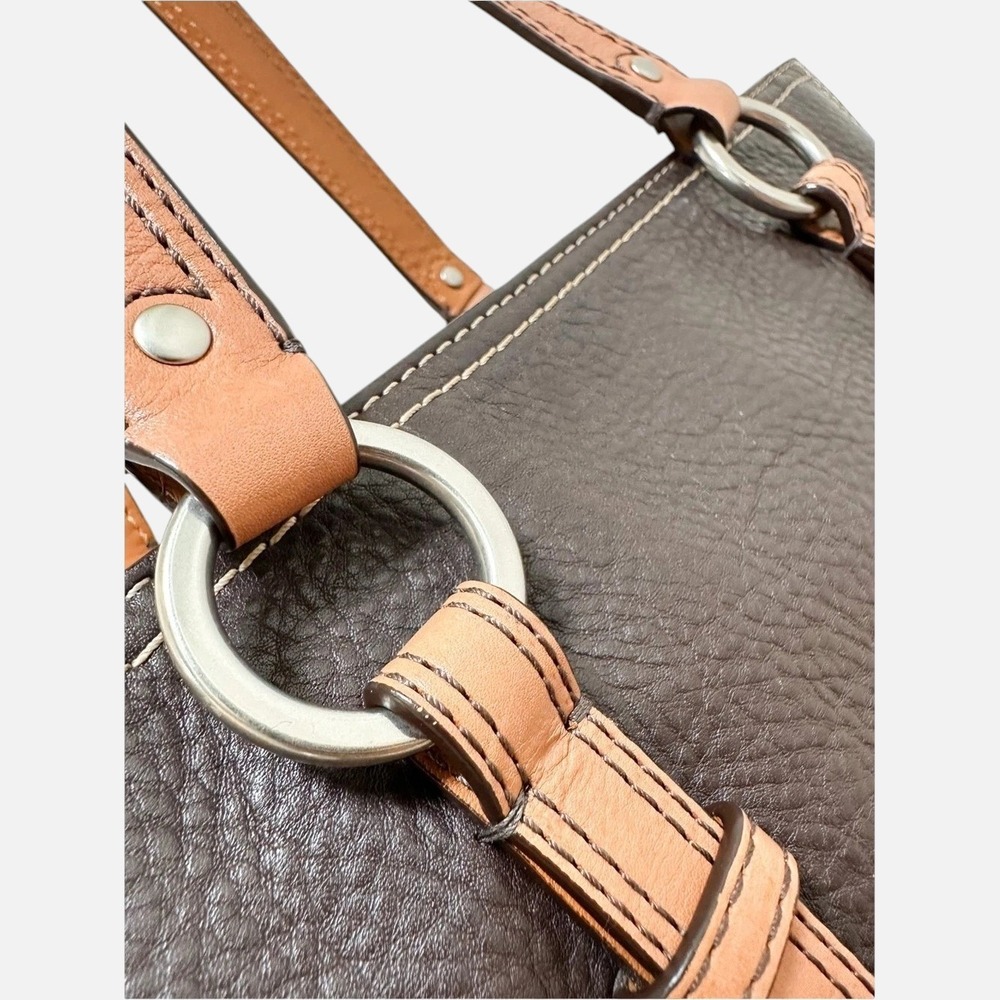 Coach Chelsea Tote Bag Chocolate Brown Pebbled Leather Tan Trim Y2K 12339 - Picture 7 of 16